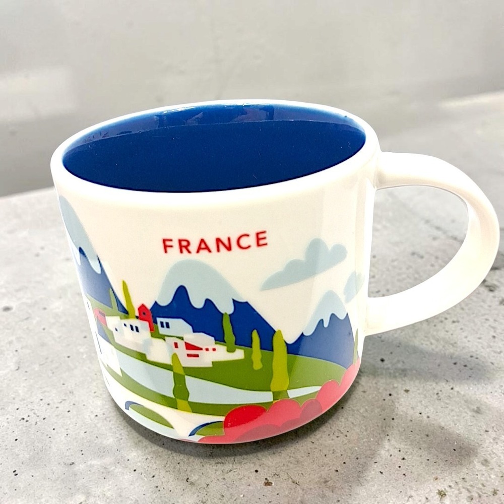 Starbucks You Are Here France Coffee Mug 14oz 2018 Blue Interior Ceramic Mug HTF